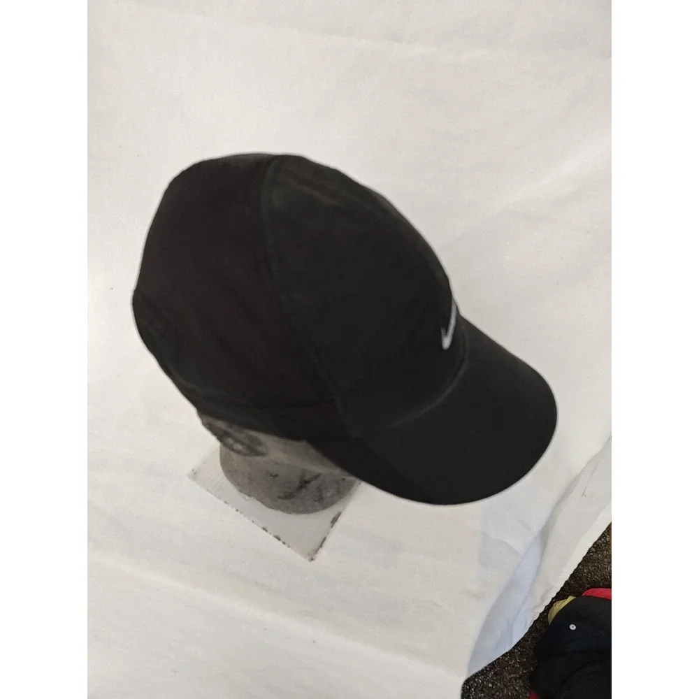 Nike 5 Five Panel Hat‎ Fit Dry Black Single Swoosh RARE Grey Tag 90s vintage